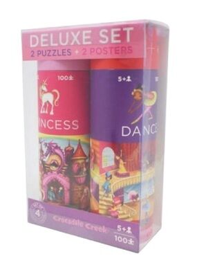 Crocodile Creek Princess & Dance Deluxe Set: 2 Puzzles & 2 Posters NWT